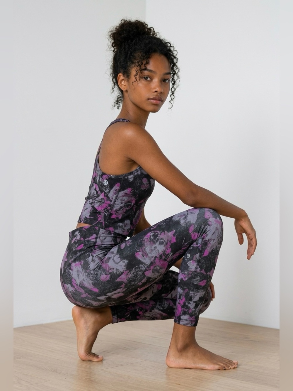 lululemon athletica Align Black and Lavender Printed High-Rise Leggings